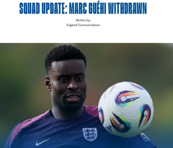 英格兰队官方：水晶宫后卫格伊因伤离队，不会前去阿尔巴尼亚