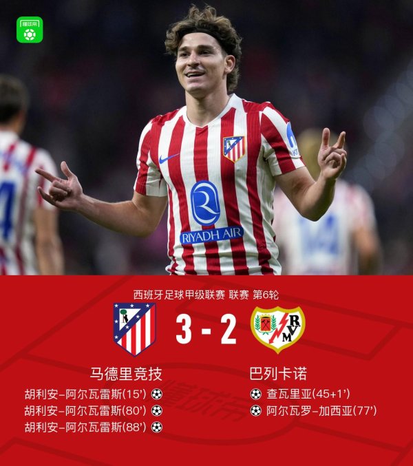 马竞3-2巴列卡诺，阿尔瓦雷斯戴帽绝杀，查瓦里亚超等宇宙波